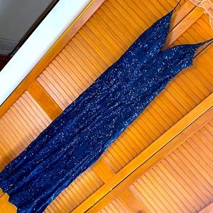 Dark blue sequin formal gown